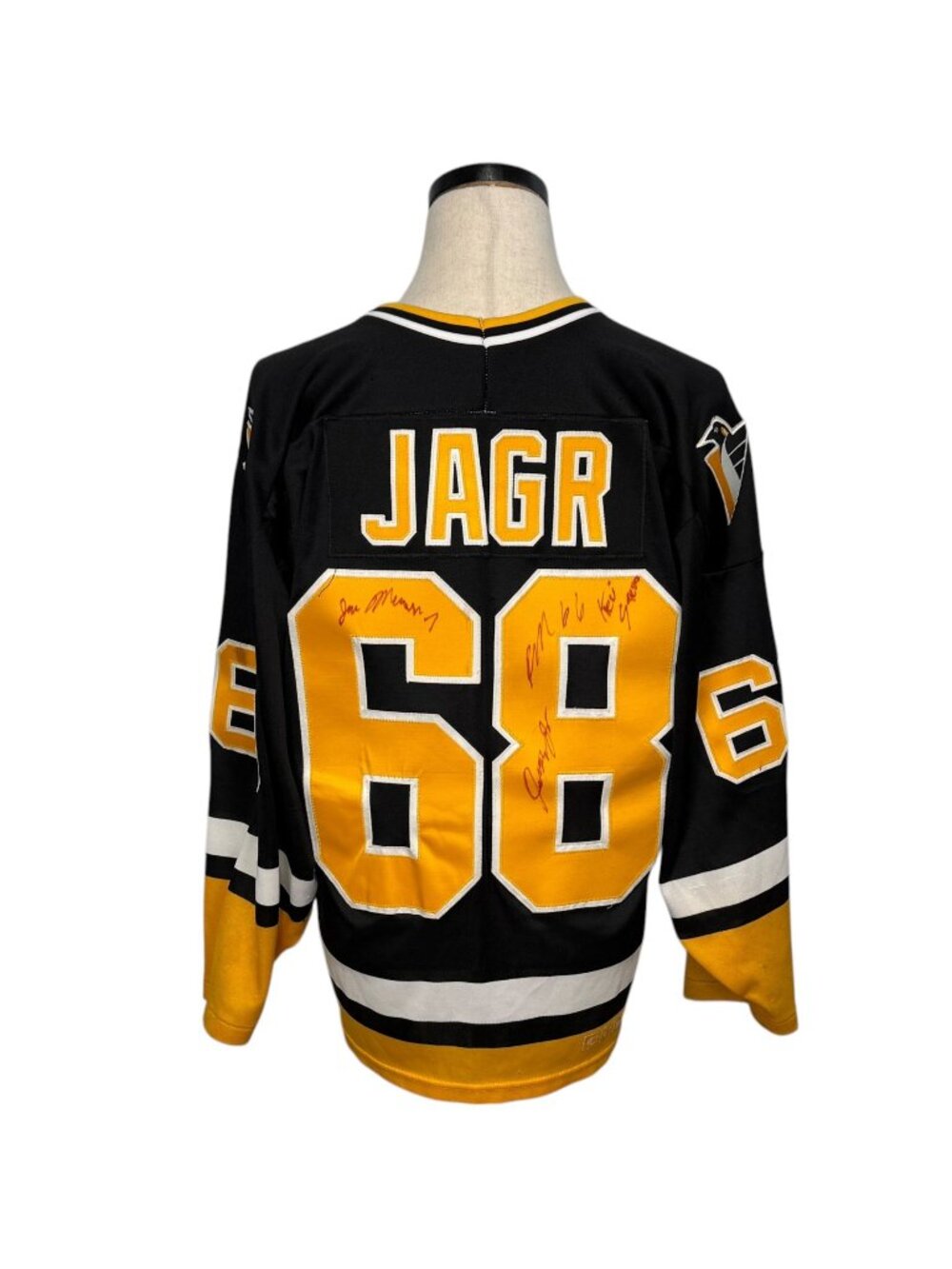 CCM Pittsburgh Penguins Jagr #68 Signed Vintage Hockey Jersey Large